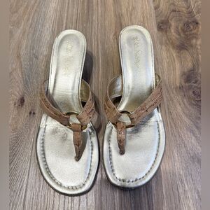 Lilly Pulitzer Cork & Gold Wedge Sandals